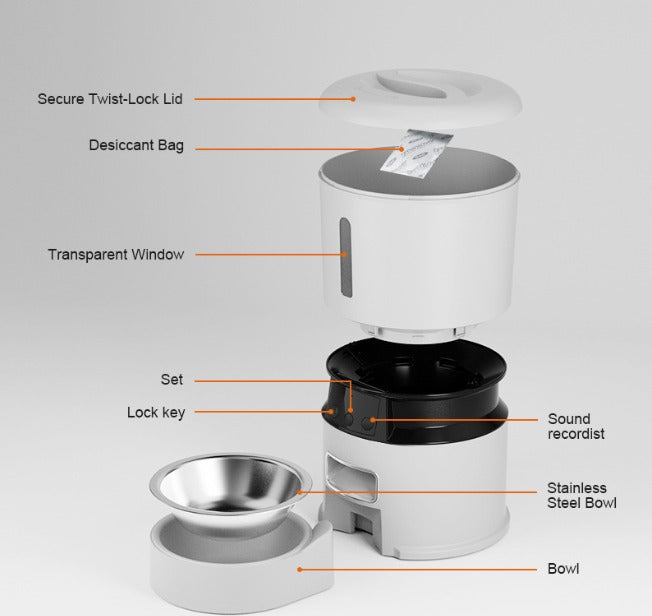 Smart Automatic Pet Feeder with WiFi App Control & Portion Timer for Cats & Dogs